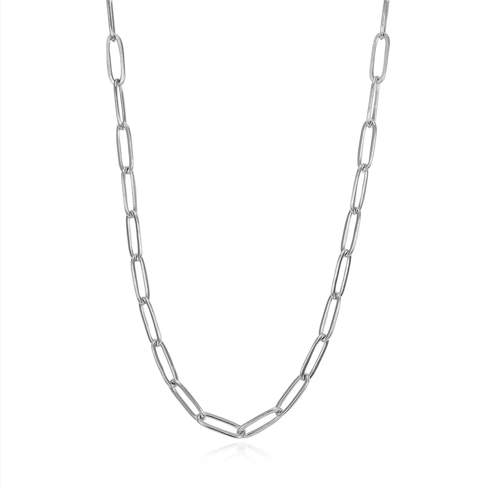 

4MM Paperclip Link Chain Necklace Female Silver Color Stainless Steel Long Choker Chains For Women Trendy Punk Jewelry Gift