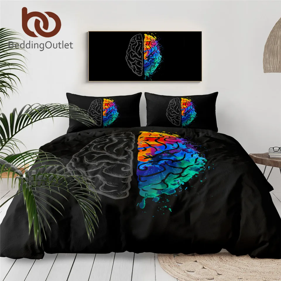 

BeddingOutlet Brain Bedding Set Watercolor Duvet Cover Set Rainbow Colorful Organ Home Textiles Modern Bedclothes 3-Piece