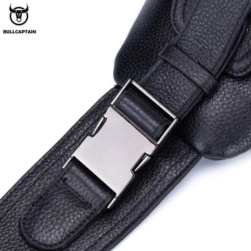 BULLCAPTAIN-Bolso de pecho de cuero para hombre, bolsa de almacenamiento de viaje multifunción, bandolera con cremallera