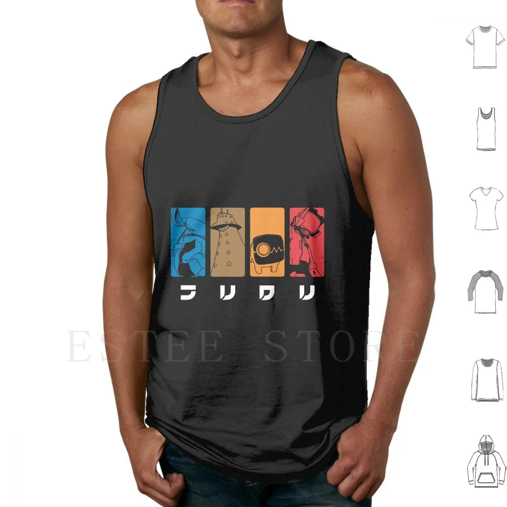 Flcl Camisetas sin mangas Chaleco sin mangas Flcl Fooly Cooly Haruko Anime Mech Japonés Geek Nerdy Gainax Manga Animu