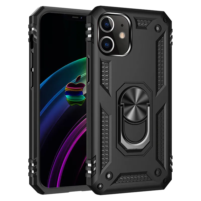 Kickstand Phone Case For iPhone 11 Pro 12 Pro Max XR XS Max Shockproof Armor Finger Magnetic Ring Holder Cover Silicone Case