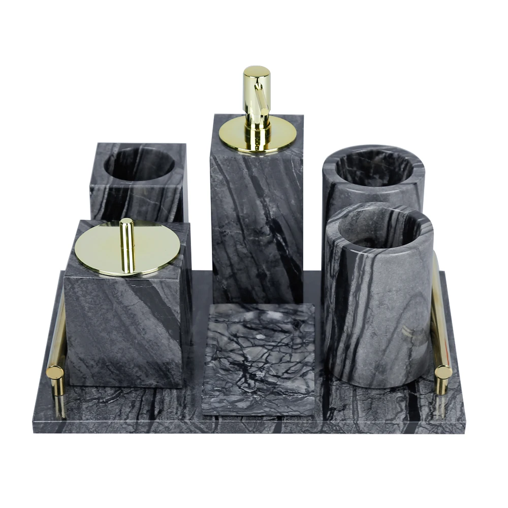 Grey Marble Bathroom Storage Six in One Set For Bathroom Accessories