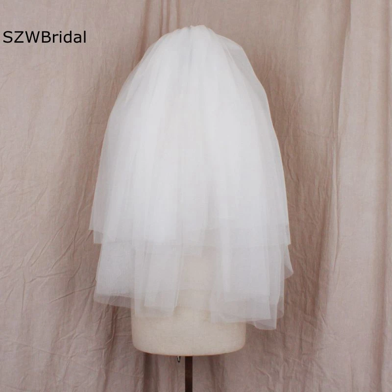 

White Ivory 4 Layers Wedding Veil 2024 Bride wedding accessories Mariage Boda Bridal Veils velos de novia Wesele