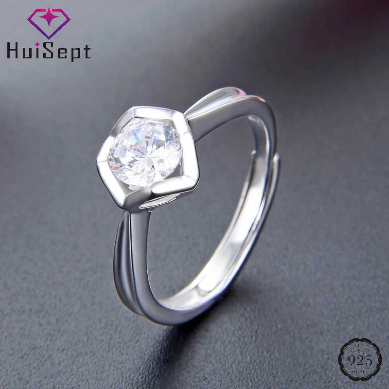 

HuiSept Fashion Women Ring 925 Sterling Silver Jewelry with Zircon Gemstone Open Finger Rings Accessories for Wedding Party Gift