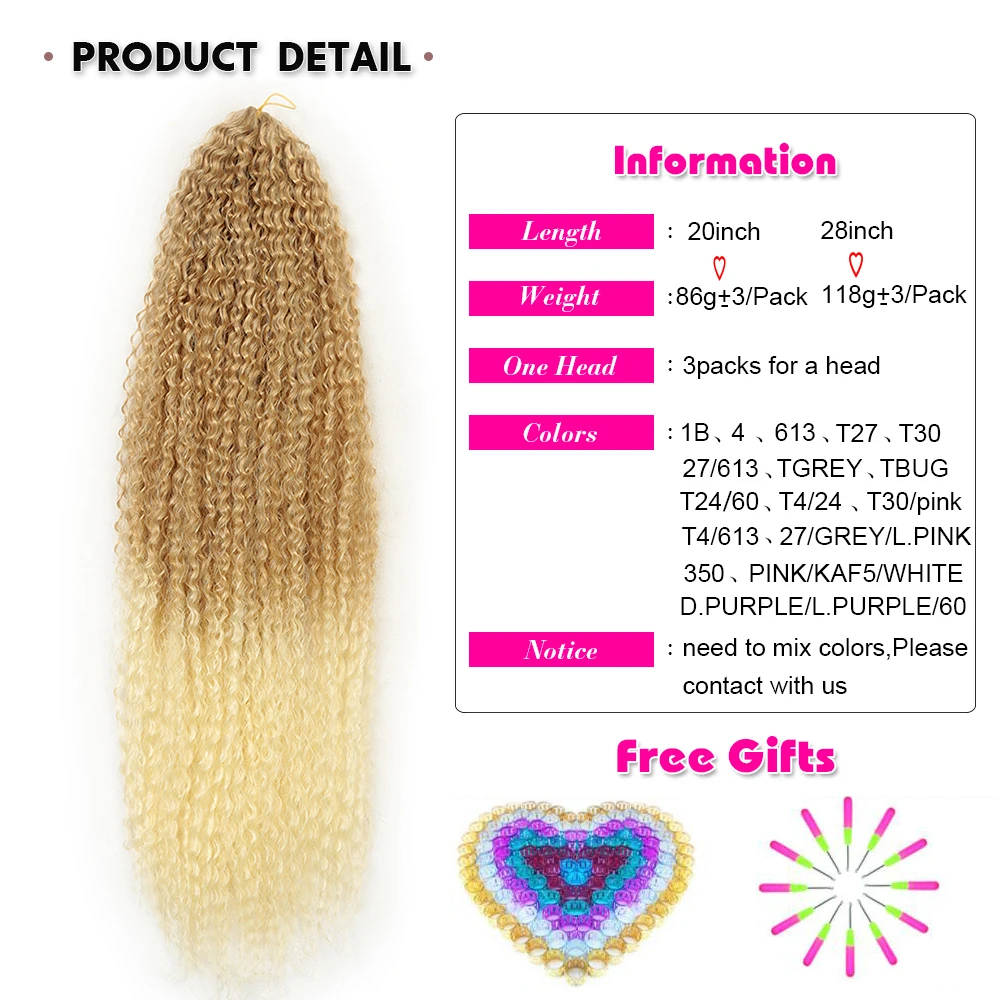 20 "28" Afro Yaki Kinky Krullend Gehaakte Vlechten Haar Synthetische Haak Hair Extensions Zachte Ombre Roze Paars Marley haar Voor Vlechten