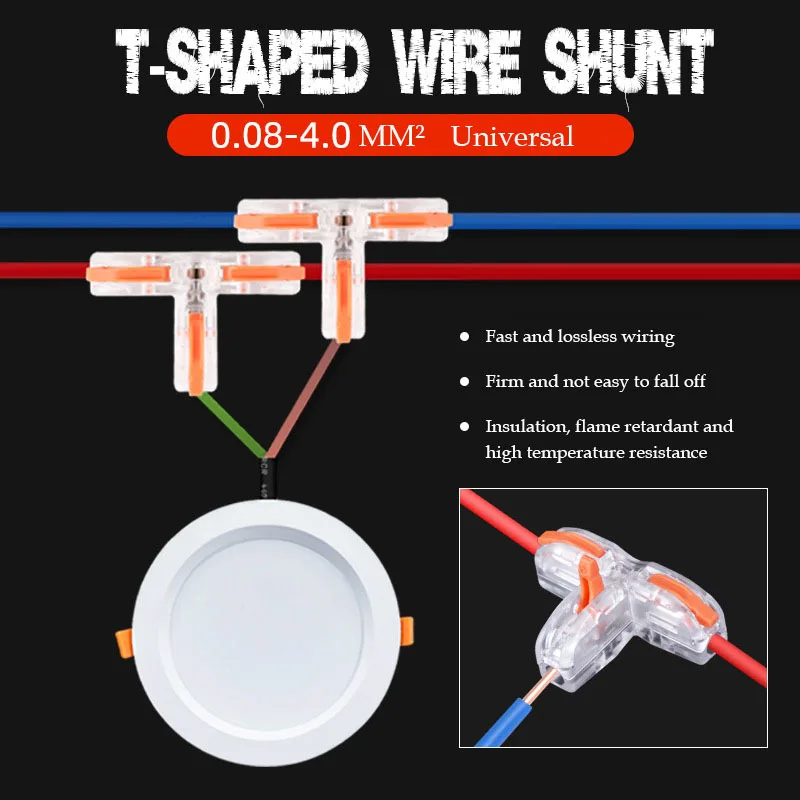 T-Type Wire Connector Quick Splitter Universal Wiring Cable LED Distribution Terminal  Push-in Fast Power Electrical Conector