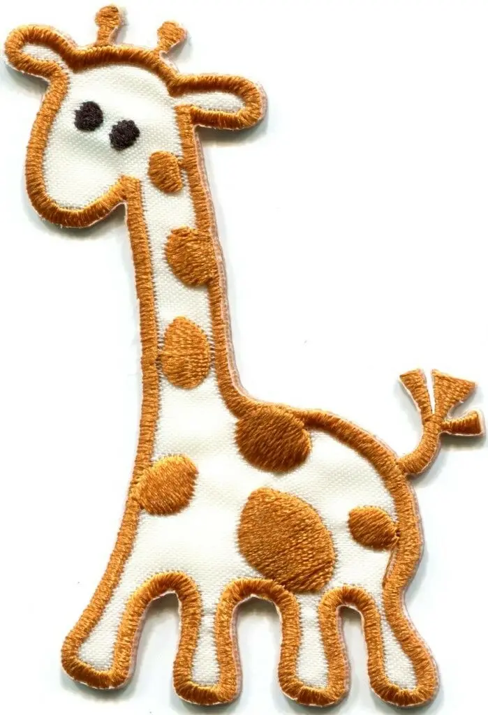 Hot! Giraffe baby animal kids embroidered applique iron-on patch (≈ 5 * 7.3 cm)