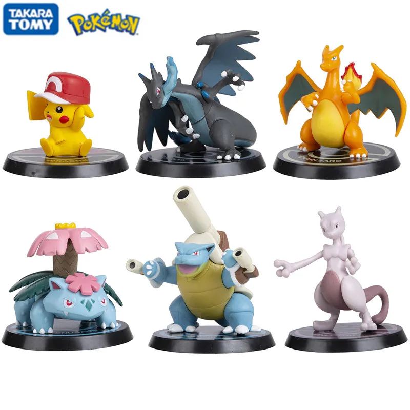 

6Pcs/Set Pokemon Anime Figure Pikachu Charizard Mewtwo Blastoise Venusaur Dracaufeu Action Model Christmas Collection Toy Gifts