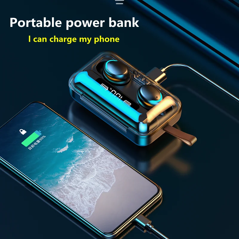 TWS-стереонаушники 09 9D с поддержкой Bluetooth 5,0 и зарядным футляром на 2200 мА · ч