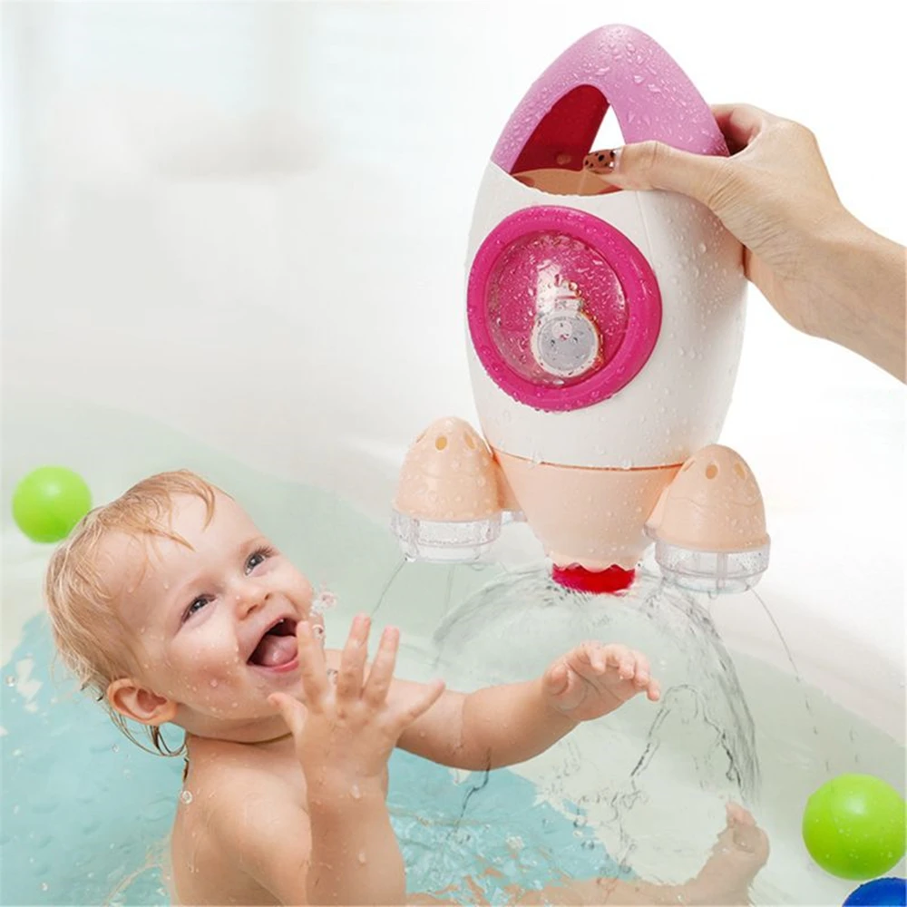 

Baby Bath Toys Cartoon Rocket Rotating Water Spray Shower Bathroom Infant Water Toys Cute Fun Children Newborns Bathing Toy Gift