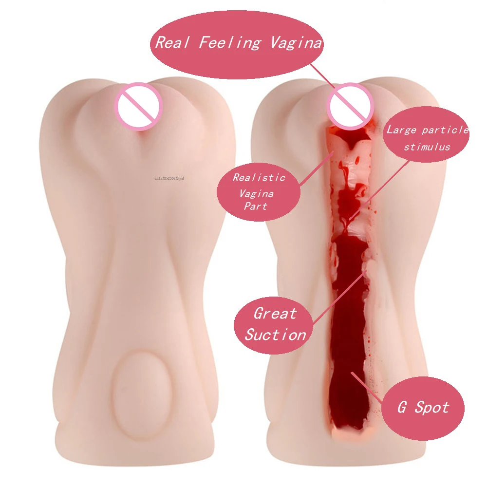 Realistic Vagina Male Masturbators Cup Soft Real Pocket Pussy Anal Penis Sucking Cup Artificial Vaginal Adult Sex Toys For Men