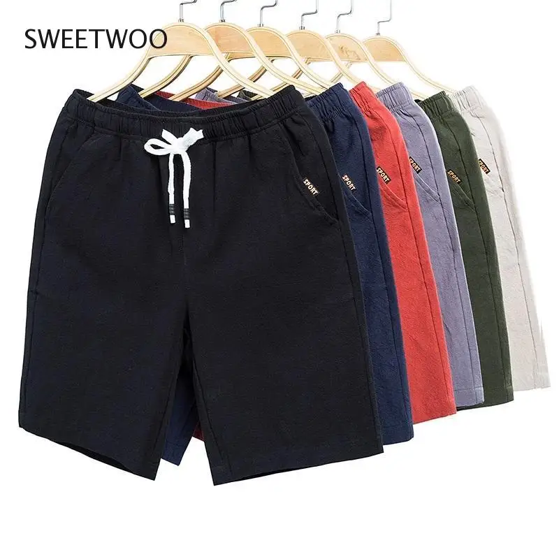 

2021 Summer Men's Casual Loose Cropped Trousers Sports Shorts Loose Knit Straight Casual Pants Cotton Shorts Five Pants