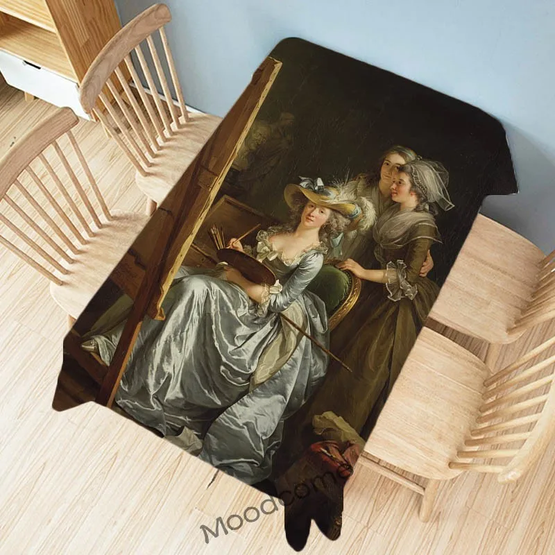 Europe Royal Court Elegant Duchess Goddess Girl Oil Painting Rococo Style Wall Tapestry Water Resistant Tablecloth Table Cloth