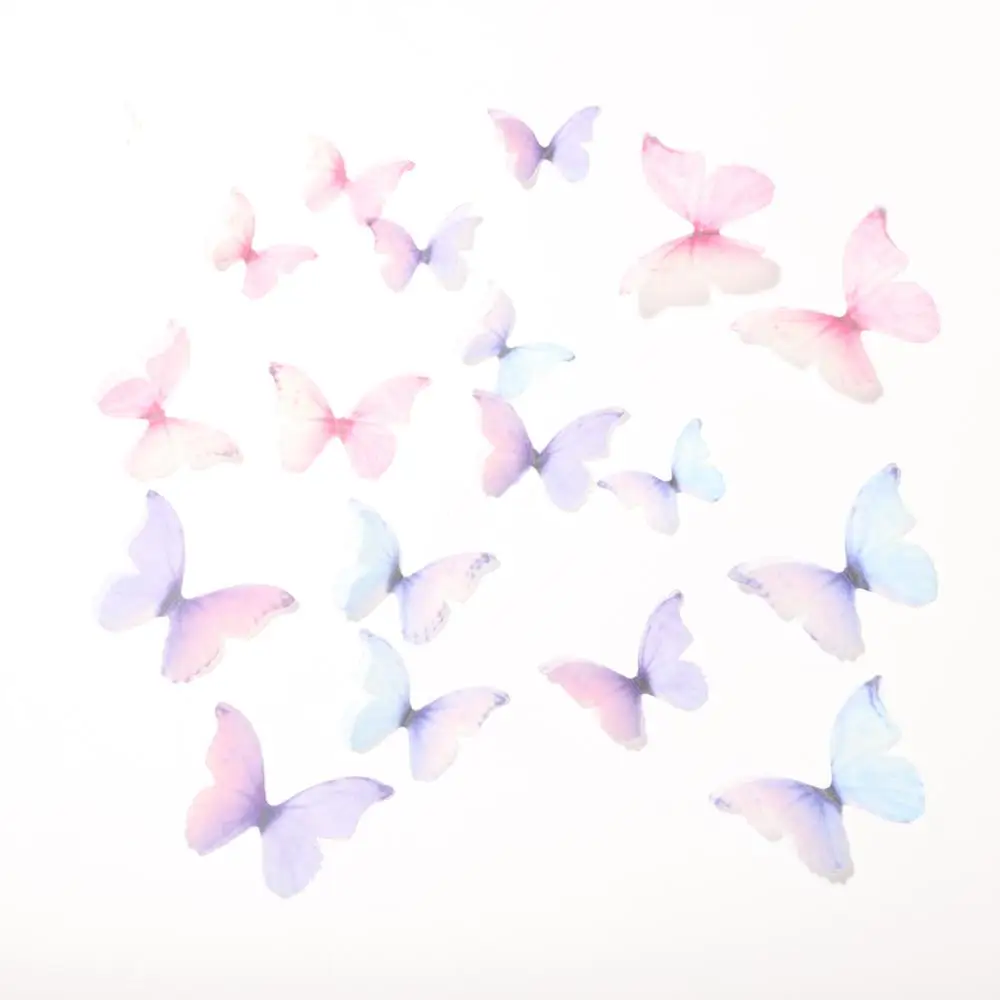 10pcs Tulle Butterfly 3 Size Party Christmas Festival Wedding Decor Dress Needlework Decora handmade Craft Accessories