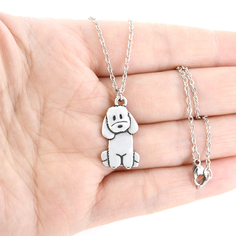 Poodle & Labradoodle Dog Puppy Pendant Necklace For Women Men Stainless Steel long Chain Dog Mom Lover Necklace Kids Jewelry