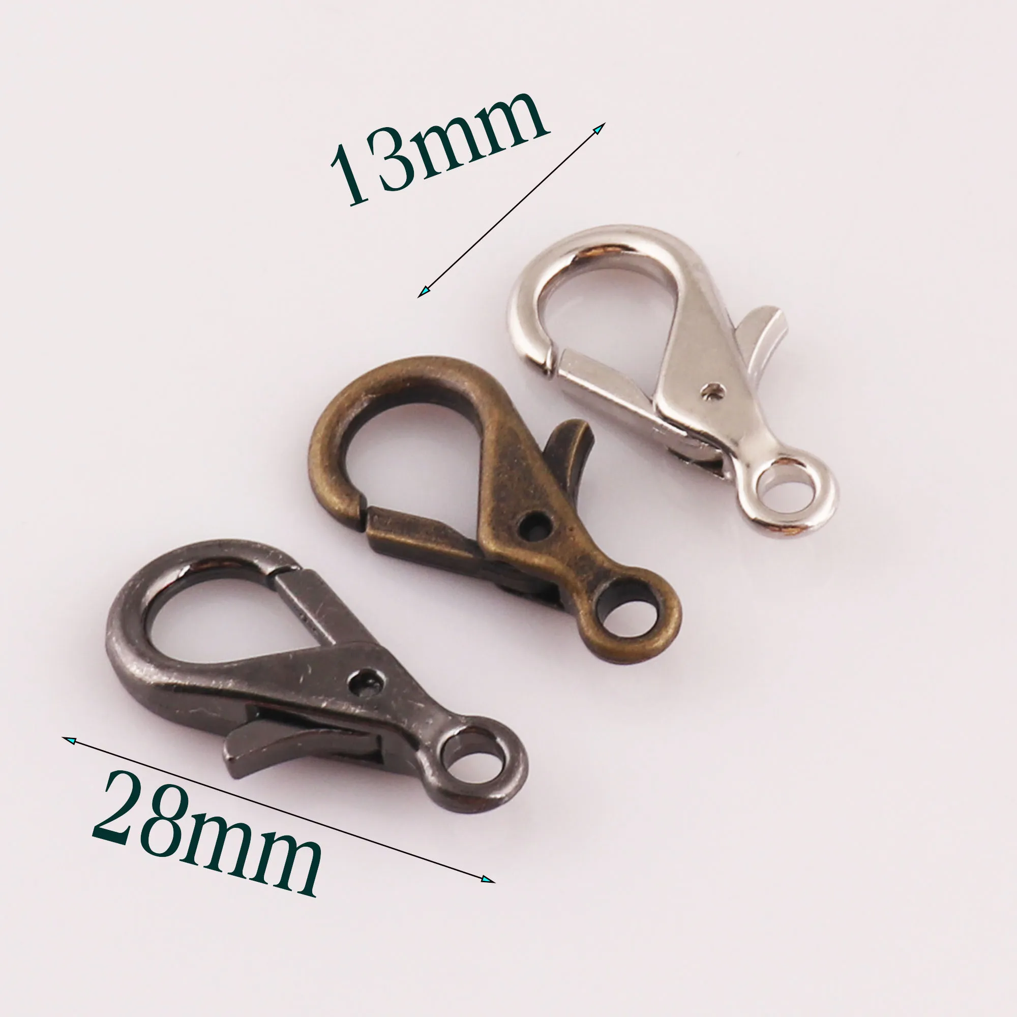 30 PCS BULK Lobster Clasps Gunmetal/Antique Bronze/Silver Snap Hook Claw Purse Handbag Hardware Necklace -28MM*13MM