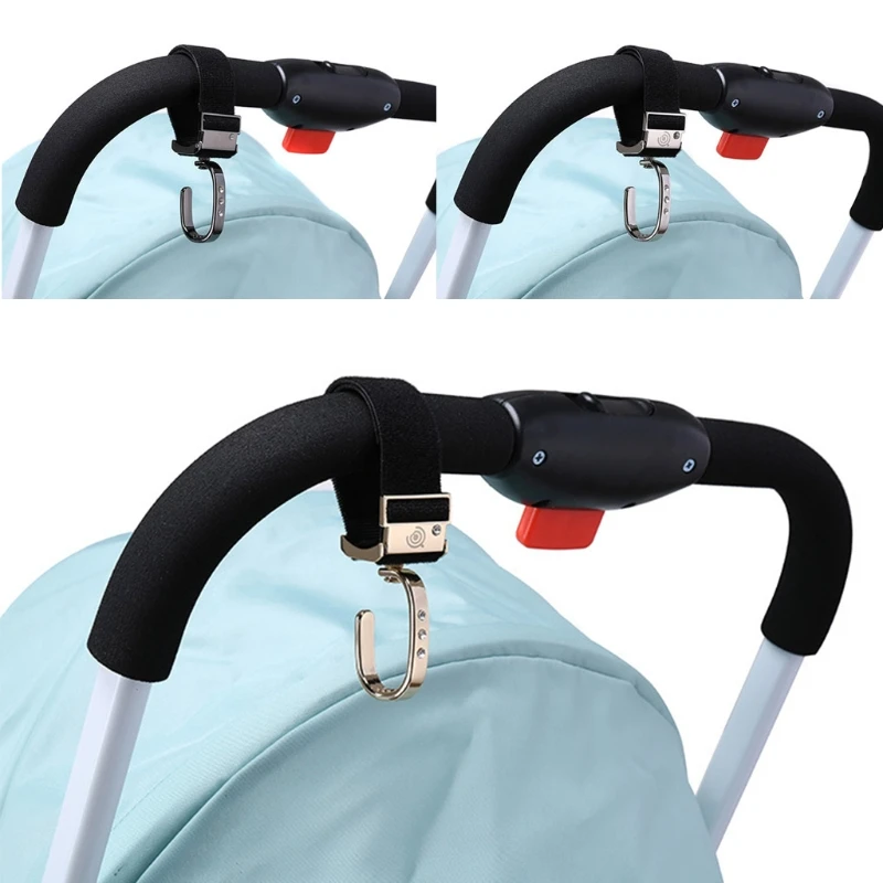 Gancho para cochecito de bebé con rotación de 360 grados, COLGADOR PARA carrito, bolsa de compras, organizador con Clip