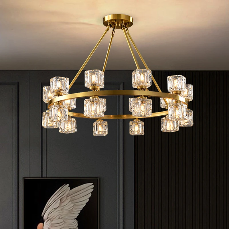 Nordic Modern LED Chandeliers Simple Circle Luxurious Lights All Copper Minimalist Creative Lamps For Bedroom Cloakroom Fixtures