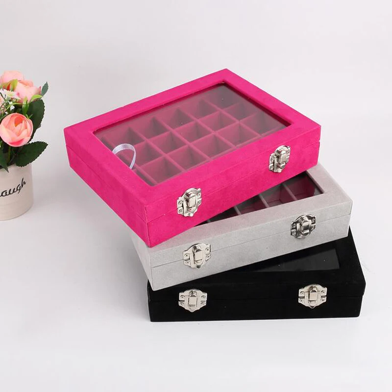 Caja de anillo con 24 rejillas, joyería de maquillaje, organizador, pendientes, collares, colgantes, pulseras, varios colores, gran oferta