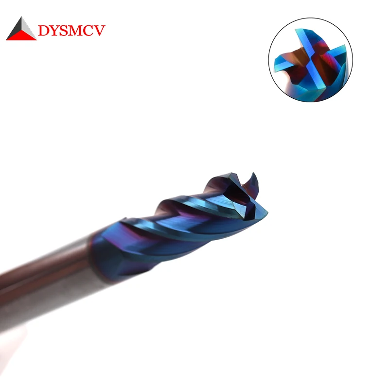 1PC HRC65  4mm End Mill  4 Flute D4*15*75 75mm Long Fattened End Mills Straight Slim Shank nACo-Blue Coated Milling Cutter