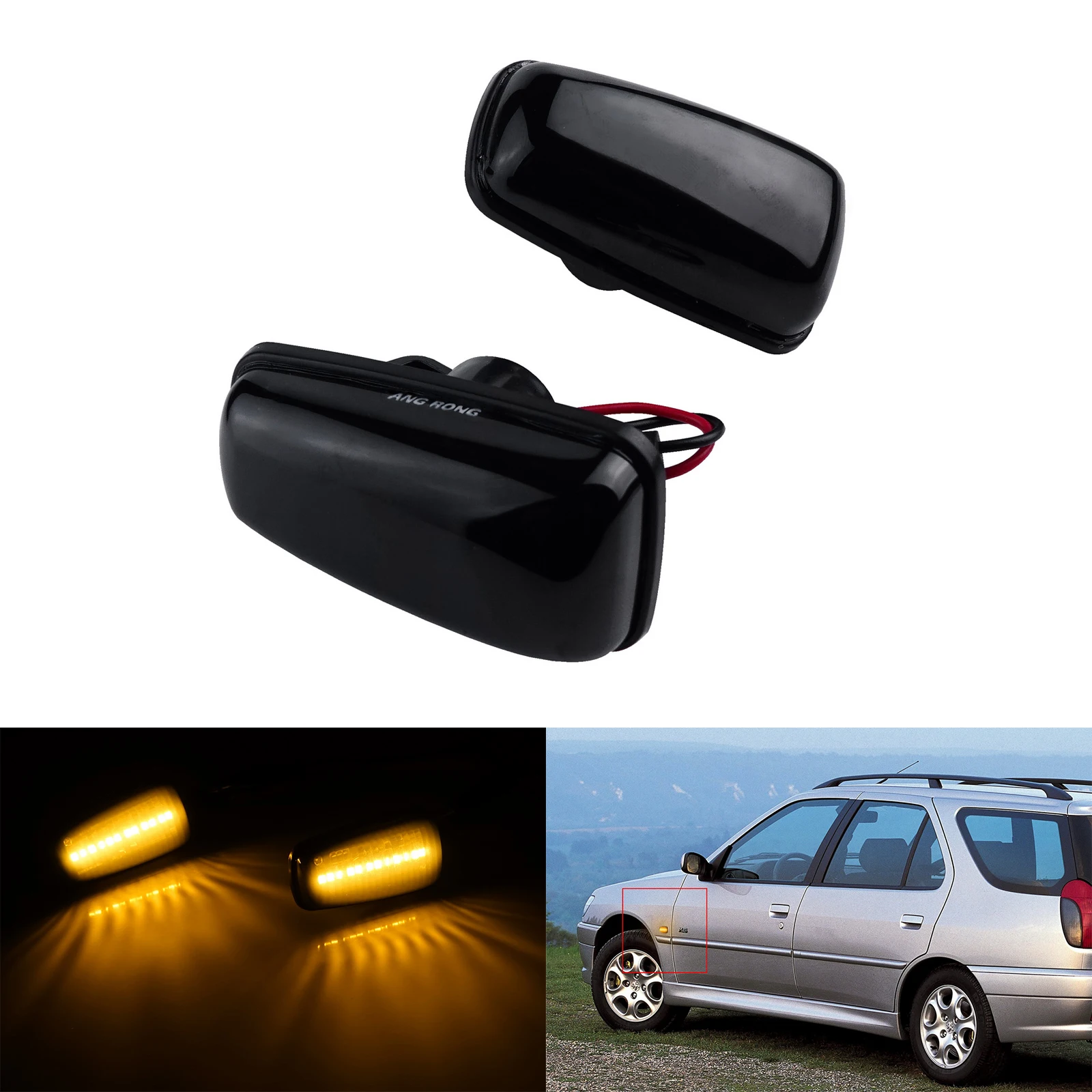 

ANGRONG 2X Fit Peugeot 106 306 406 806 Expert Side Indicator LED Repeater Light Fiat Scudo