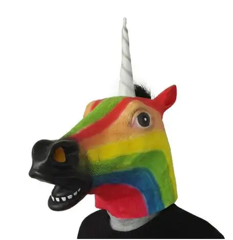 Horse Unicorn Animal Head Mask Creepy Halloween Costume Theater Prop Novelty Party Masks Latex Donkey Zebra Horse Head Mask