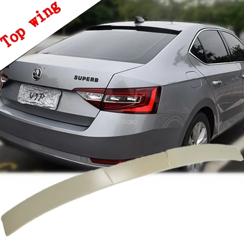 Akcesoria samochodowe do Skoda Superb 2016-2019 plastik ABS niepomalowany podkład kolor ogon spojler na górne drzwi bagażnika skrzydło tylny Spoiler dekoracja