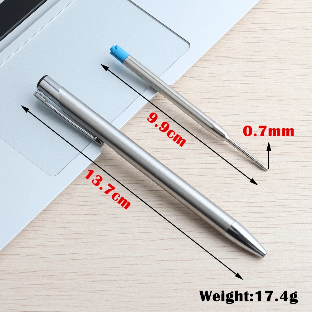 Metal Ballpoint pen Stainless Steel Materials Press Style G2 Refills 0.7mm Black Blue Ink Ball Pens For School Office