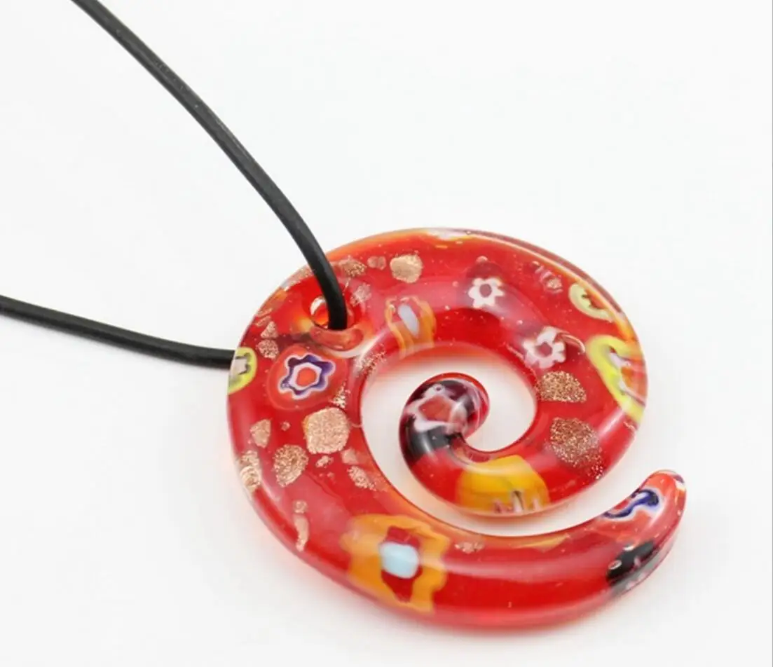 New Handmade Murano Lampwork Glass Vintage Vortex Pendant 50*50MM Fit Necklace  Jewelry LL70