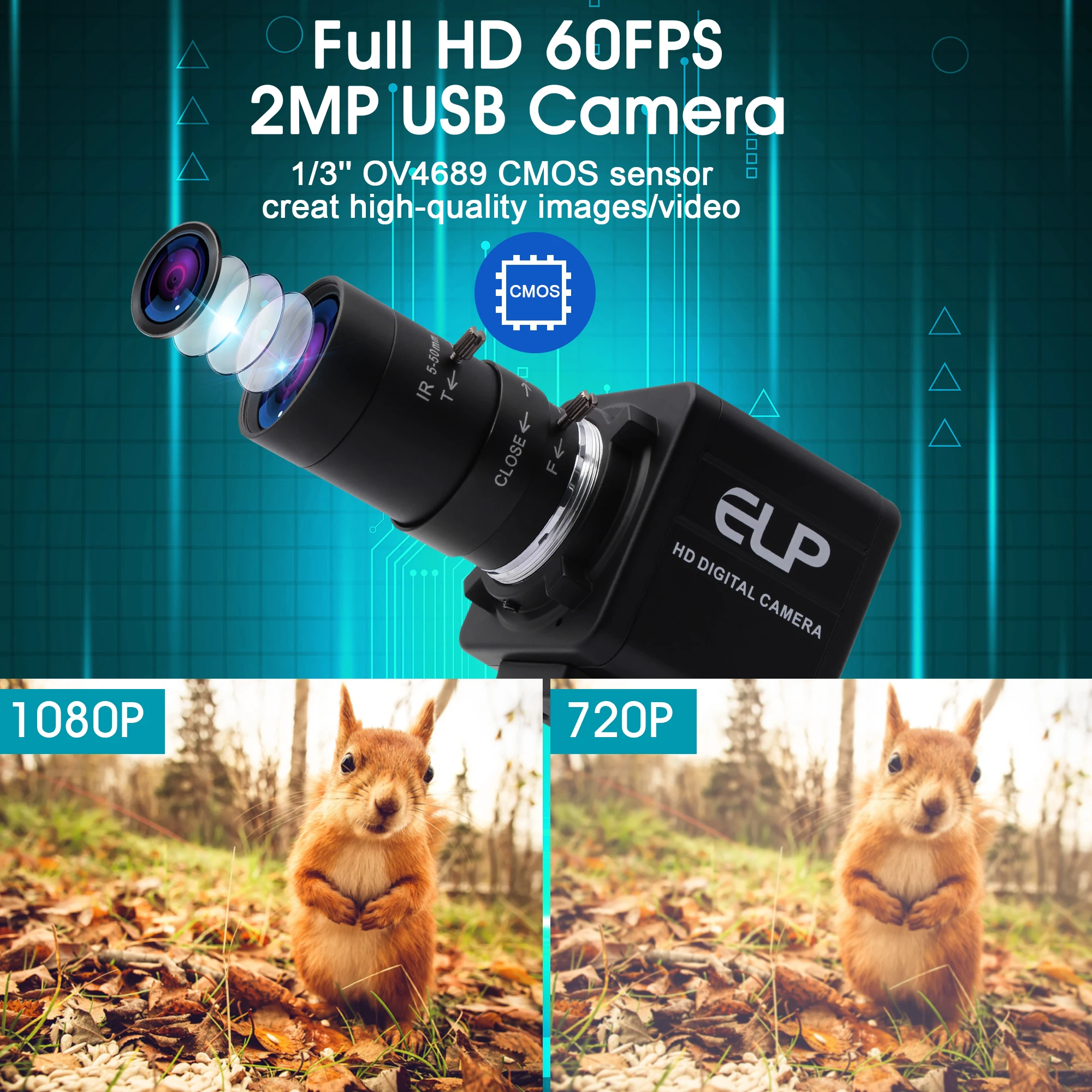 High Speed Webcam MJPEG 260fps 360P/ 120fps 720P/ 60fps 1080P OmniVision OV4689 CMOS USB Web Camera With Varifocal CS Lens H5dc9de8a60ca465cbac09e1a35539efbk