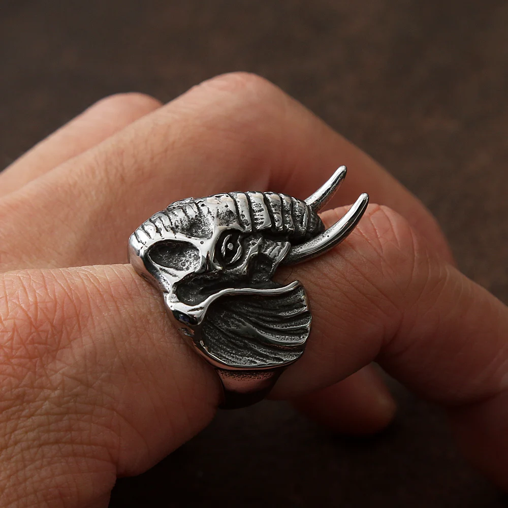 Unique Elephant Rings For Men Stainless Steel Biker Men\'s Ring Animal Elephant Head Ring Punk Fashion Jewelry Gift