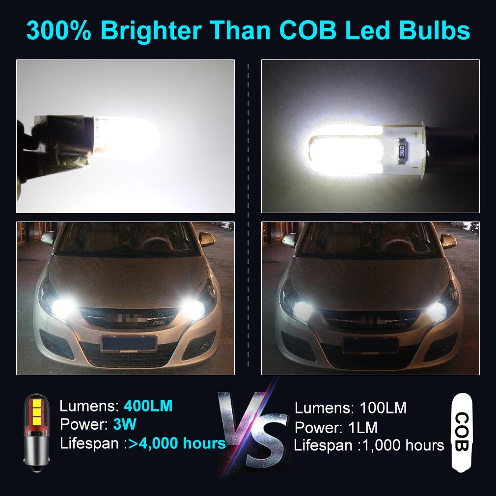 لمبة Canbus LED داخلية للسيارة ، مصابيح وقوف السيارات ، رقائق 6SMD 3535 ، 12 فولت ، BA9S T4W H6W BAX9S BAY9S H21W ، 2 قطعة