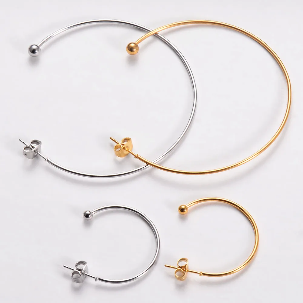 1 Pair Big Circle For Women Hoop Earrings Exaggerated Hoop Ear Loop Smooth Ring Earring Stainless Steel Jewelry