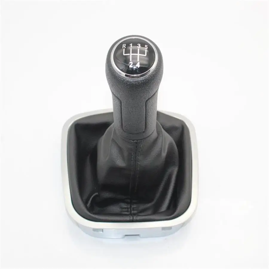 5 Speed Car Shift Gear Knob With Chrome PU Leather Boot For VW Polo 6R Polo Sedan 2010 2011 2012 2013 2014 2015 2016 2017