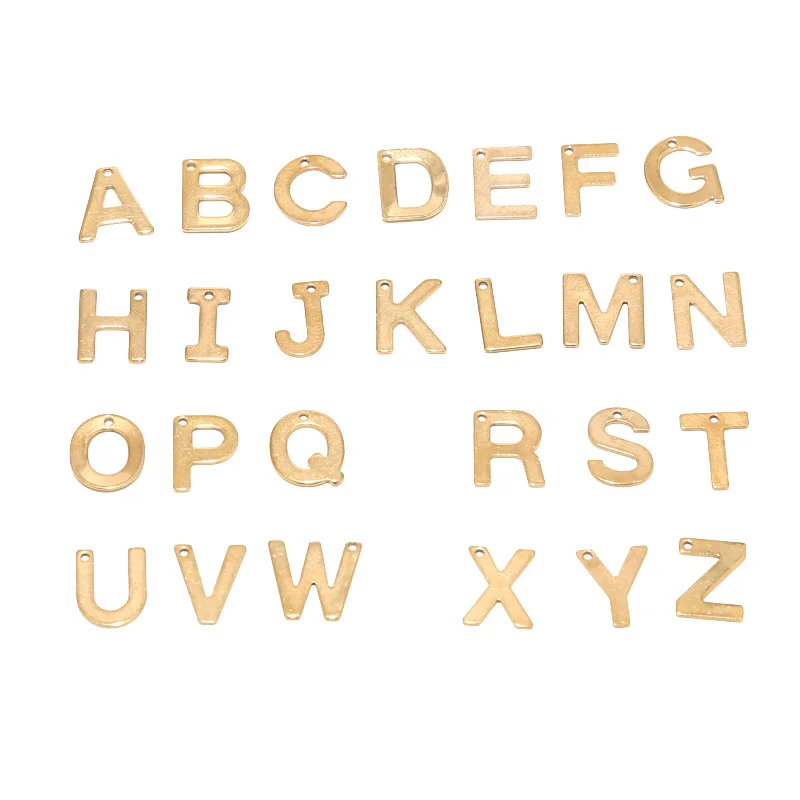 100pcs Random Stainless Steel A-Z Letter Charms Alphabet Charm Pendants Connectors for Bracelet Necklace Crafts Making