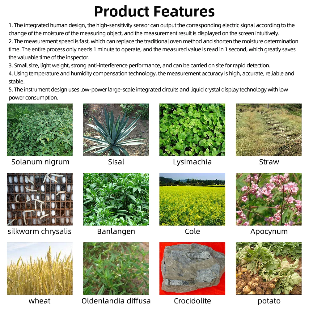 Hay Moisture Meter with Backlight For Alfalfa Forage Grass Leymus Chinensis Orchard Moisture Measuring Tool