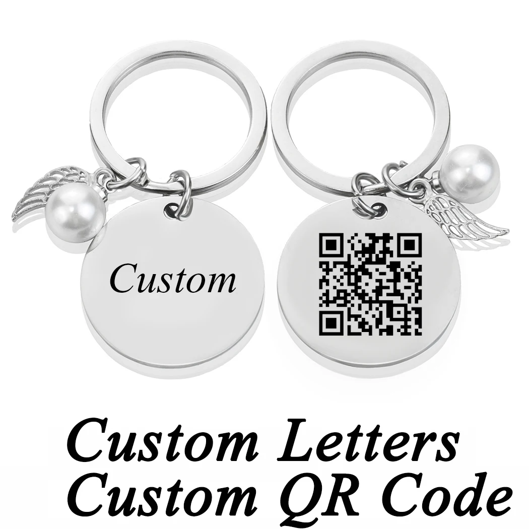 

1pc Customize Music Code Engraved Keychain Personalized Custom QR Code Metal Lettering Text Key Chains Jewelry Lover Gift