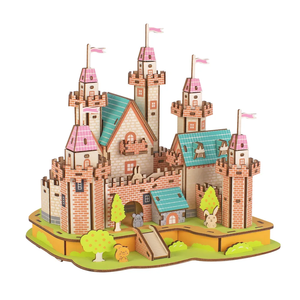 

candice guo 3D wooden puzzle DIY toy woodcraft assembly kit building series paradise adventure castle birthday Christmas gift 1p