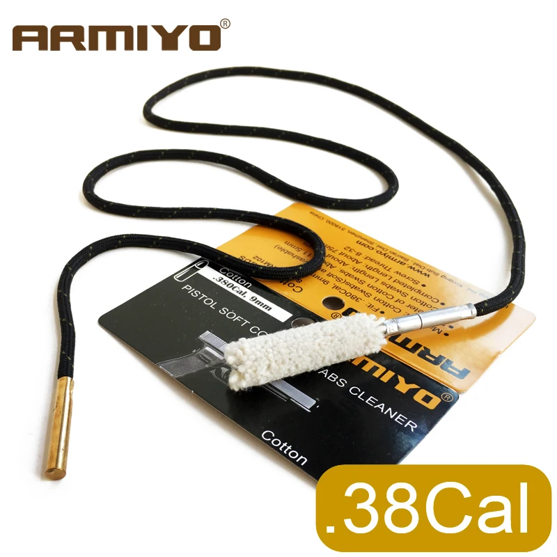 Armiyo Cotton .38Cal .35/.357Cal 9mm Pistol Rifle Barrel Cleaner Gun Bore Cleaning Swabs Hunting Accessories Screw Size 8-32