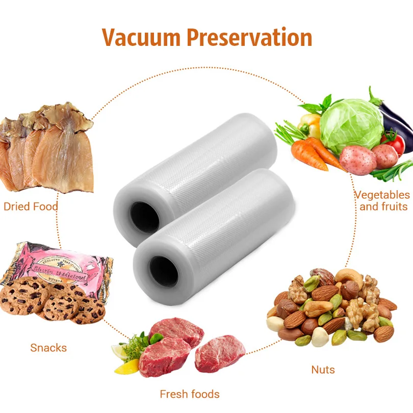 New Roll 5m Food Vacuum Sealer Bags Food Sealer Bags Keep Fresh Foods Packaging Bag Grid Rice Roll Bag
