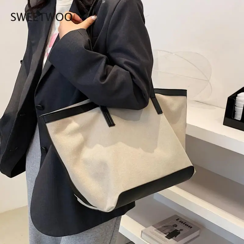 New Fashion Canvas Tote Bag 2021 Large Capacity Simple Foreign Style Big Brand Shoulder Bag Shopper Spring Summer Women\'s Bag