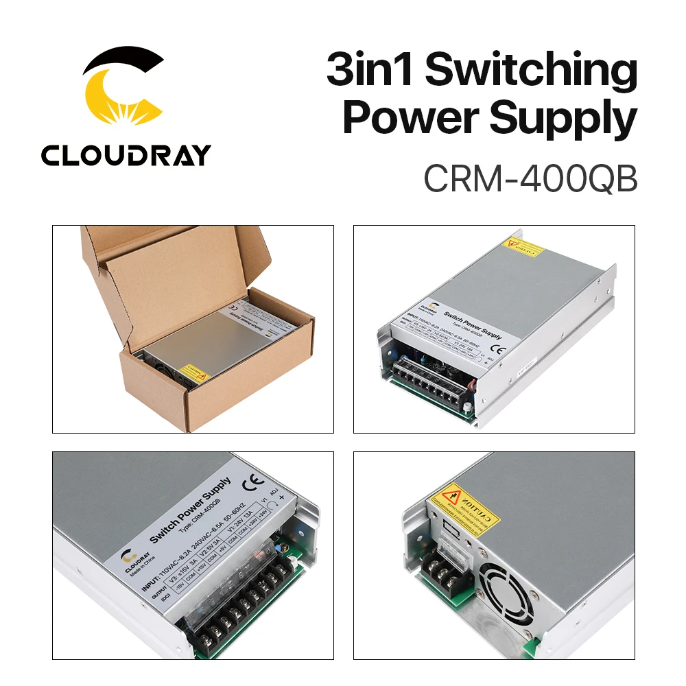 Cloudray 3in1 Switch Power Supply 5V 15V 24V  13.5A 3A CRM-400QB 110V/220V  for Fiber Marking Machine Power System