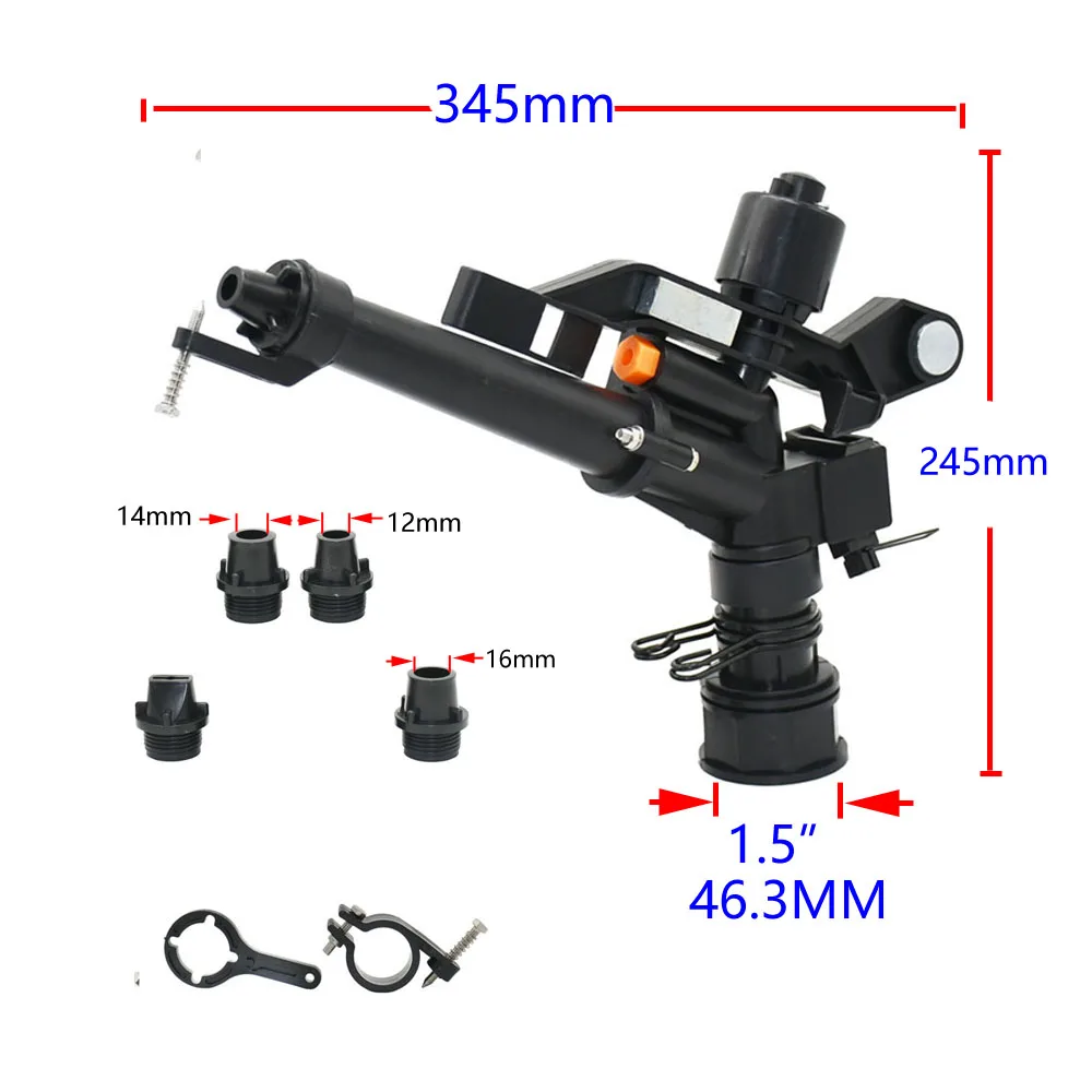 1.5 Cal gwint żeński regulowany zraszacz obrotowy pistolet do ogrodu gospodarstwa rolnego nawadnianie trawnika podlewanie dysze