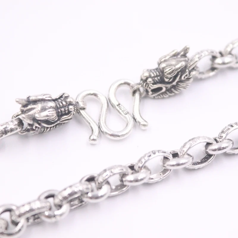 New Fine Pure S925 Sterling Silver Chain Women Men 6.5mm Ellipse Cable Figure Link Necklace