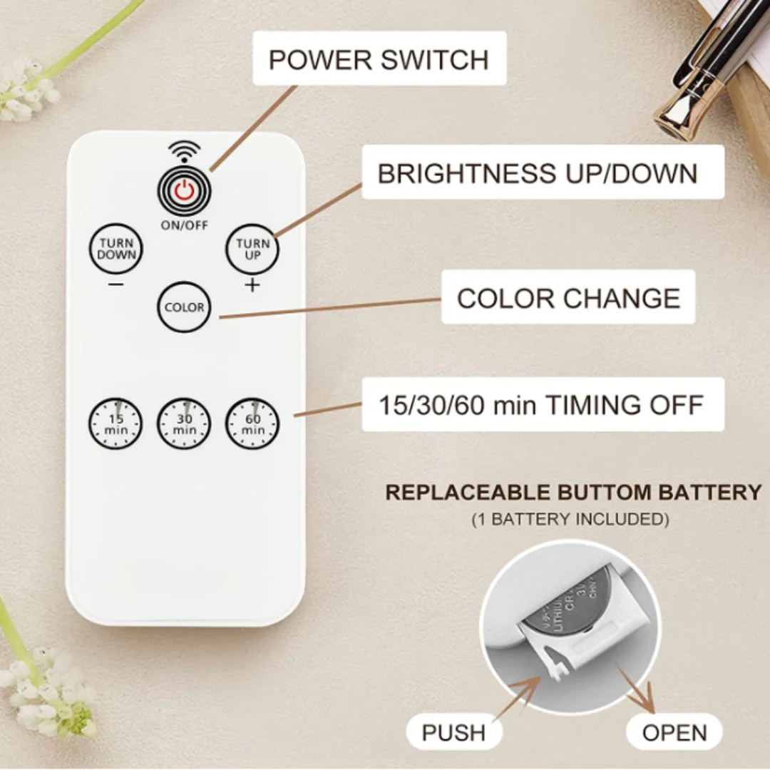 Rechargeable Night Light with Remote Control, Nursery Night Light, 3 Color Change, LED Clock Display, Kids and Adults