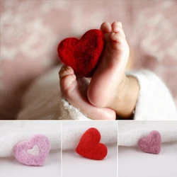 Newborn Photography Props Baby Girl Boy Handmade Felted Wool Love Heart Shape Fotografia Shoot Photo Prop Accessories