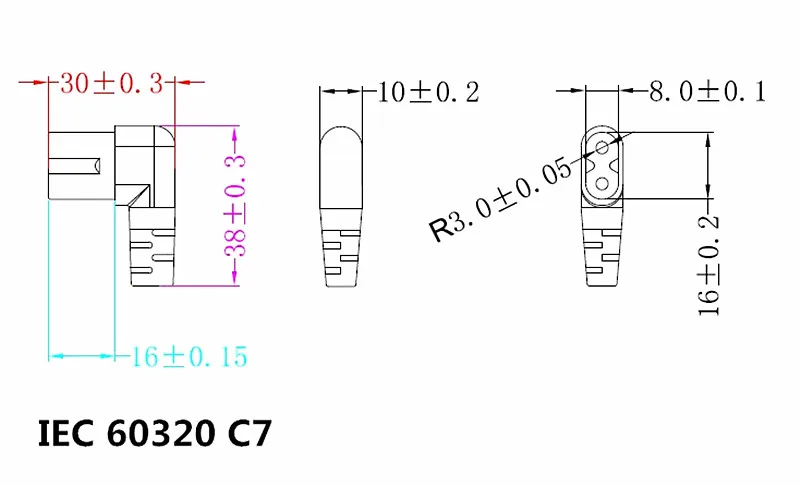 5m,1 pcs European 2Pin Male Plug to Angled IEC320 C7 Female Socket Power Cable,EU Power Adapter Cord