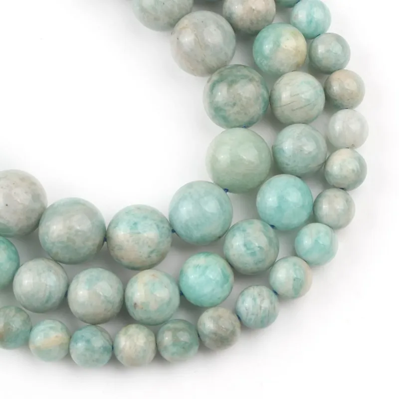 A+ Natural Stone Genuine Amazonite Beads Round High Quality Loose Spacer Beads For Jewelry Making DIY Bracelets 15\