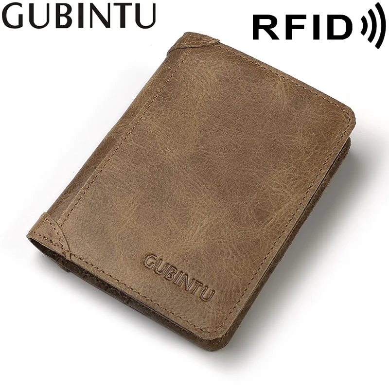 Gu Bintu Amazon RFID Men's Wallet Leather Anti-Magnetic Short Foreign Trade Retro Cow Leather Wallet Leather Wallet Fashion