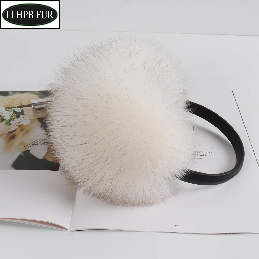 

2024 New Russian Women Winter Warm Fluffy Genuine Fox Fur Earmuffs & Earflap Luxurious Handmade Lady Plush Real Fox Fur EarMuff